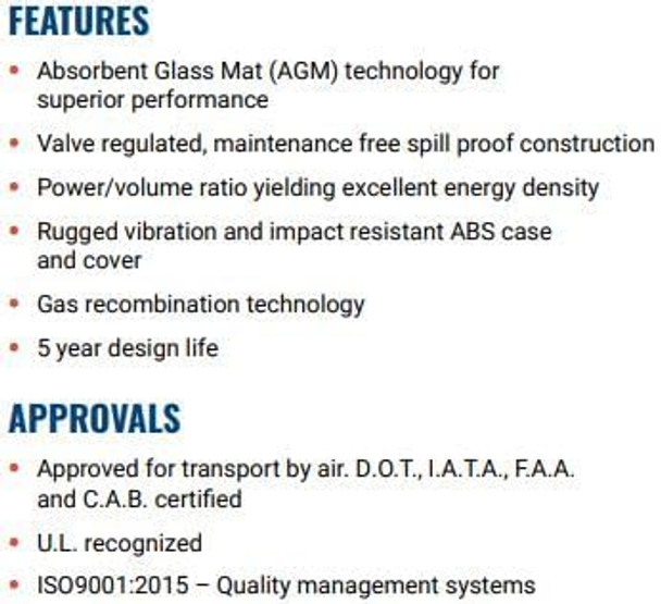 Power-Sonic PS-1270F1 12V 7Ah F1 AGM Rechargeable Batteries - 2 Pack