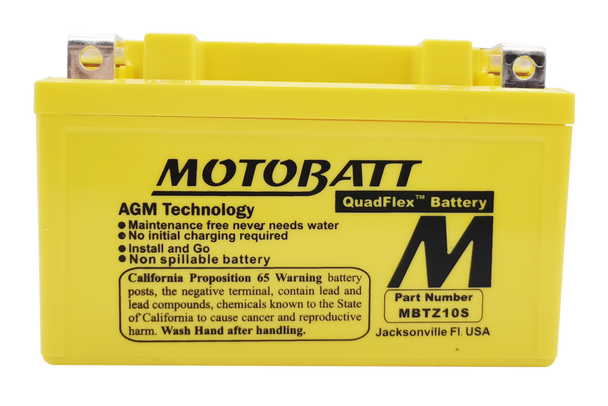 MotoBatt MBTZ10S 8.6Ah 190 CCA AGM Battery bundle with NOCO GENIUS1 6V/12V 1A Charger