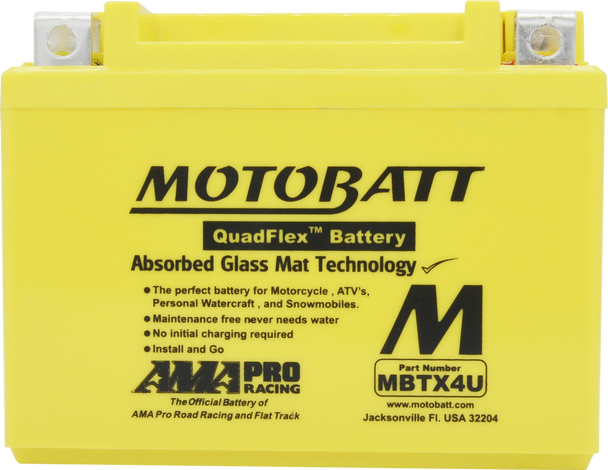 MotoBatt MBTX4U 4.7Ah AAGM Battery bundle with NOCO GENIUS1 6V/12V 1A Charger