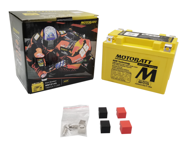 MotoBatt MBTZ14S 11.2Ah 190 CCA AGM Battery bundle with NOCO GENIUS1 6V/12V 1A Charger