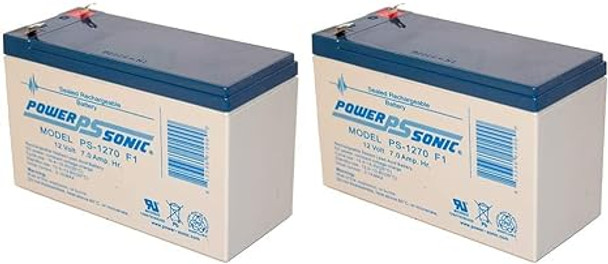 Power-Sonic PS-1270F1 12V 7Ah F1 AGM Rechargeable Batteries - 2 Pack
