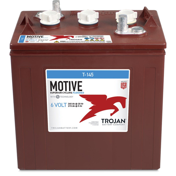 Trojan Motive T-145 LPT-MV 6V 260Ah Deep Cycle Flooded Battery (Group GC2H)