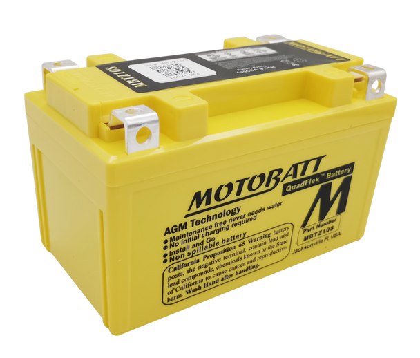 MotoBatt MBTZ10S 8.6Ah 190 CCA AGM Battery bundle with MotoBatt PDCT1 12V/6V 1A Charger