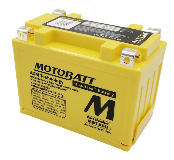 MotoBatt MBTX9U 10.5Ah 160 CCA AGM Battery bundle with MotoBatt PDCT1 12V/6V 1A Charger