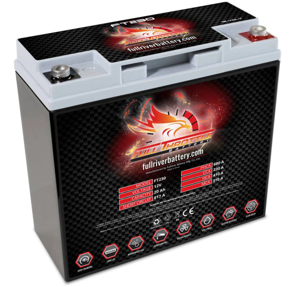 Fullriver Full Throttle FT230 20Ah 230 CCA AGM Battery replaces BT19BL-BS