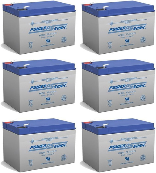 Power-Sonic PS-12120F2 12V 12Ah AGM Battery - 6 Pack