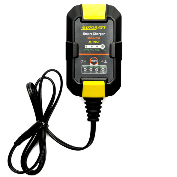 MotoBatt MBRC1 12V/6V 1-Amp Smart Charger & Maintainer for AGM, Lithium, Gel, Flooded Batteries
