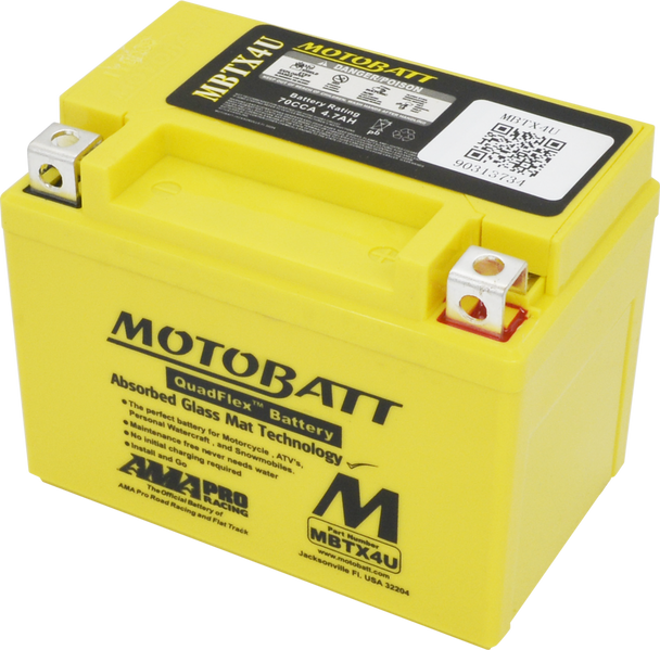 MotoBatt MBTX4U 4.7Ah AAGM Battery bundle with NOCO GENIUS1 6V/12V 1A Charger