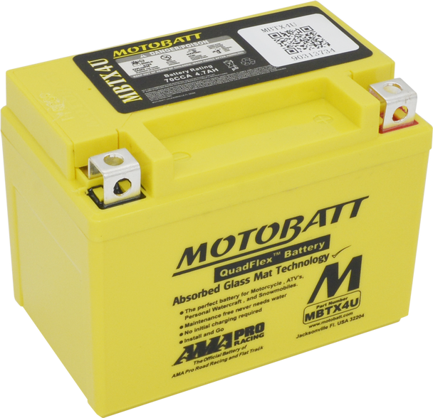 MotoBatt MBTX4U 4.7Ah AAGM Battery bundle with NOCO GENIUS1 6V/12V 1A Charger