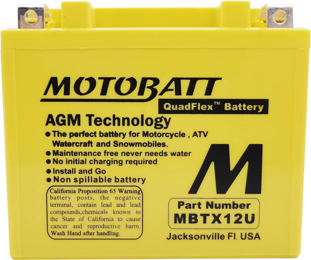 MotoBatt MBTX12U 14Ah AGM Battery bundle with MotoBatt PDCT1 12V/6V 1A Charger