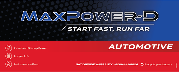 Maxpower-D ETX30LA 400 CCA AGM Auto Battery