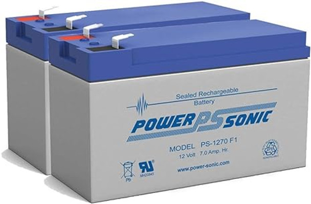 Power-Sonic PS-1270F1 12V 7Ah F1 AGM Rechargeable Batteries - 2 Pack