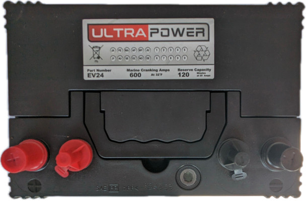 ULTRAPOWER EV24 12V 625 MCA Maintenance-Free Marine Battery (Group 24) - 2 Pack