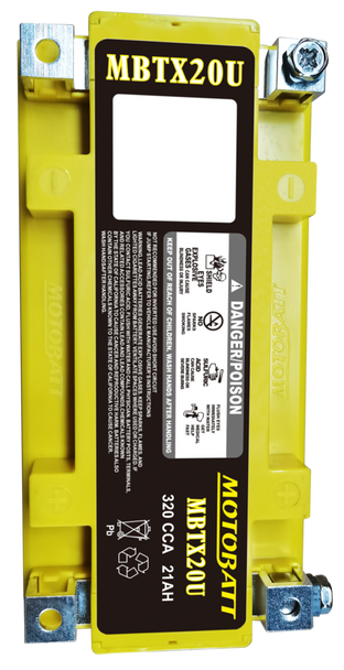 MotoBatt MBTX20U 21Ah AGM Battery bundle with MotoBatt PDCT1 12V/6V 1A Charger