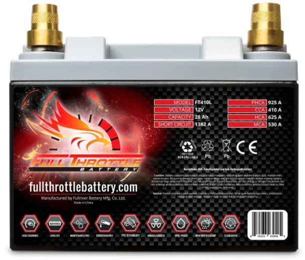 Fullriver Full Throttle FT410L 28Ah 410 CCA AGM Battery replaces BTX30L