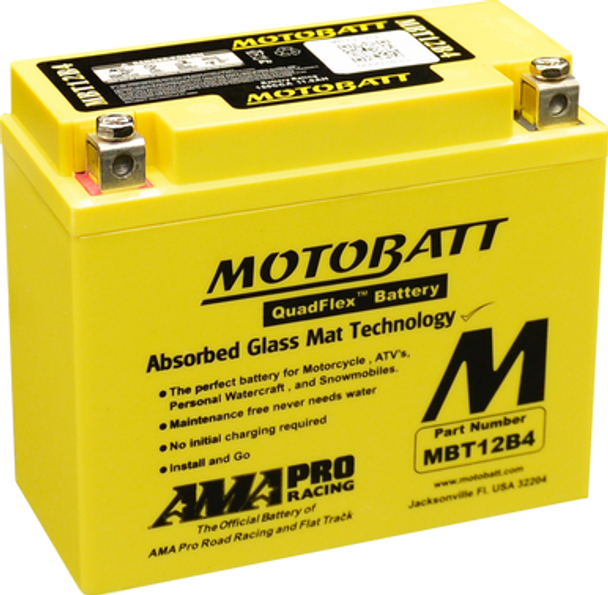 MotoBatt MBT12B4 11Ah AGM Battery bundle with NOCO GENIUS1 6V/12V 1A Charger