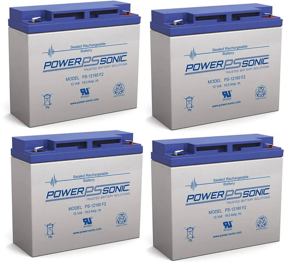 Power-Sonic PS-12180 F2 12V 18Ah AGM Rechargeable Battery - 4 Pack