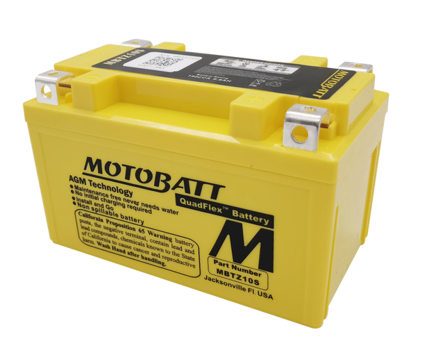 MotoBatt MBTZ10S 8.6Ah 190 CCA AGM Battery bundle with MotoBatt PDCT1 12V/6V 1A Charger