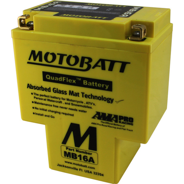 MotoBatt MB16A AGM Replacement Battery for Shadow Spirit 1985-1997, VT1100C2 A.C.E. 1995-1999, Vt750C 1983, Vt700C 1984-1985, T 1100Cc 1998-2000 HYB16AA HYB16A-AB