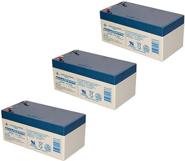 Power-Sonic PS-1230F1 12V 3Ah F1 AGM Rechargeable Battery - 3 Pack