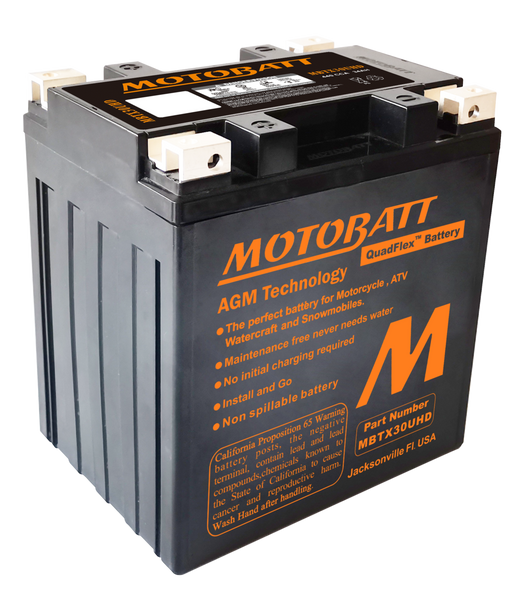 MotoBatt MBTX30UHD 34Ah 440 CCA AGM Powersports Battery replaces Y60N24 Y60N30 12N24 YIX30 52515 53030 EXT30 PC925