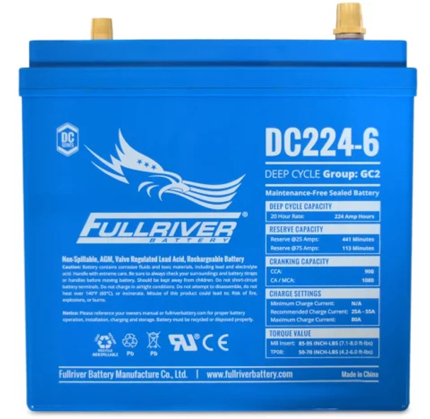 Fullriver DC224-6 6V 224Ah Deep Cycle AGM Battery (Group GC2)
