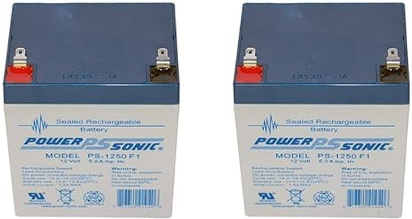 Power-Sonic PS-1250F1 12V 5Ah F1 AGM Rechargeable Battery - 2 Pack