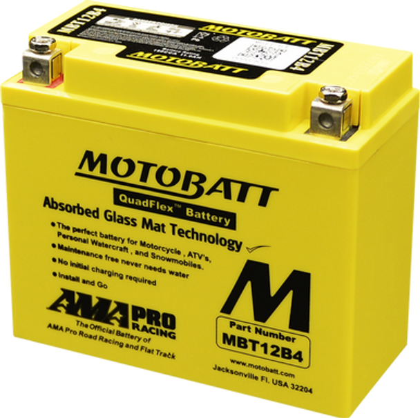 MotoBatt MBT12B4 11Ah AGM Battery bundle with NOCO GENIUS1 6V/12V 1A Charger