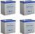 Power-Sonic PS-1250F1 12V 5Ah F1 AGM Rechargeable Battery - 4 Pack