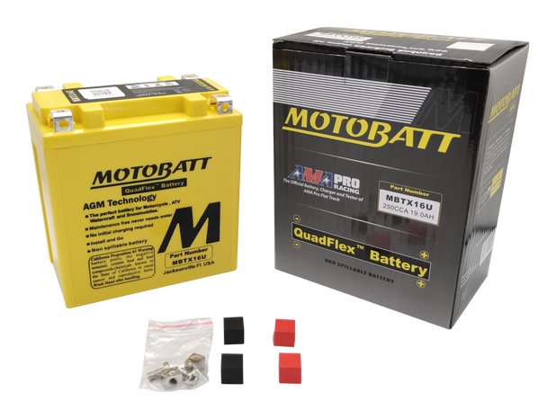 MotoBatt MBTX16U 19Ah AGM Replacement Battery for Kawasaki, Moto Guzzi, Suzuki, Piaggio-Gilera Fuoco, Polaris ATV, Suzuki Motorcycle, YTX16-BS YTX16-BS-1 YTX20A-BS YTX20CH-BS