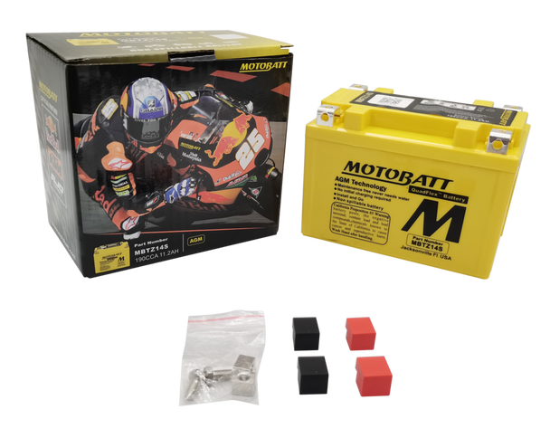 MotoBatt MBTZ14S 11.2Ah 190 CCA AGM Battery bundle with MotoBatt PDCT1 12V/6V 1A Charger